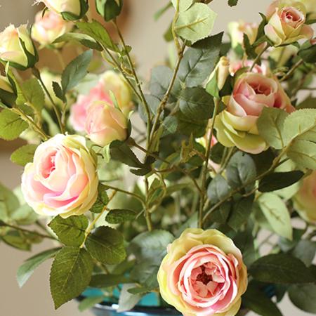 Silk rose bouquet with pink blooms and green leaves RusticReach 39 inches tall on Tampa Home & Garden Store