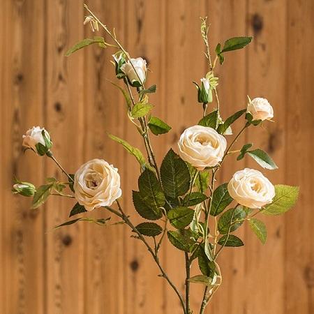 Silk rose stem bouquet in white with green leaves, 39 inches tall, artificial blooms on Tampa Home & Garden Store