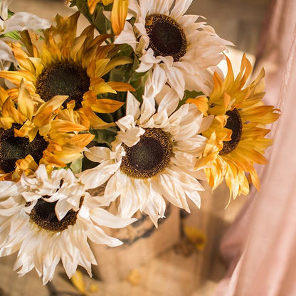 Faux silk sunflower bouquet RusticReach 21in tall yellow and white blooms on Tampa Home & Garden Store