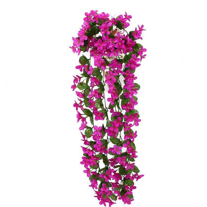 Artificial Wisteria hanging garland pink with green leaves Stevvex on Tampa Home & Garden Store
