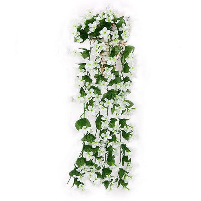 Artificial wisteria garland with white flowers and green leaves, Stevvex ST50DE0139OHF on Tampa Home & Garden Store
