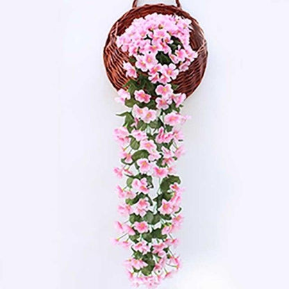 Artificial wisteria hanging basket decor with pink flowers and cascading greenery by Stevvex on Tampa Home & Garden Store
