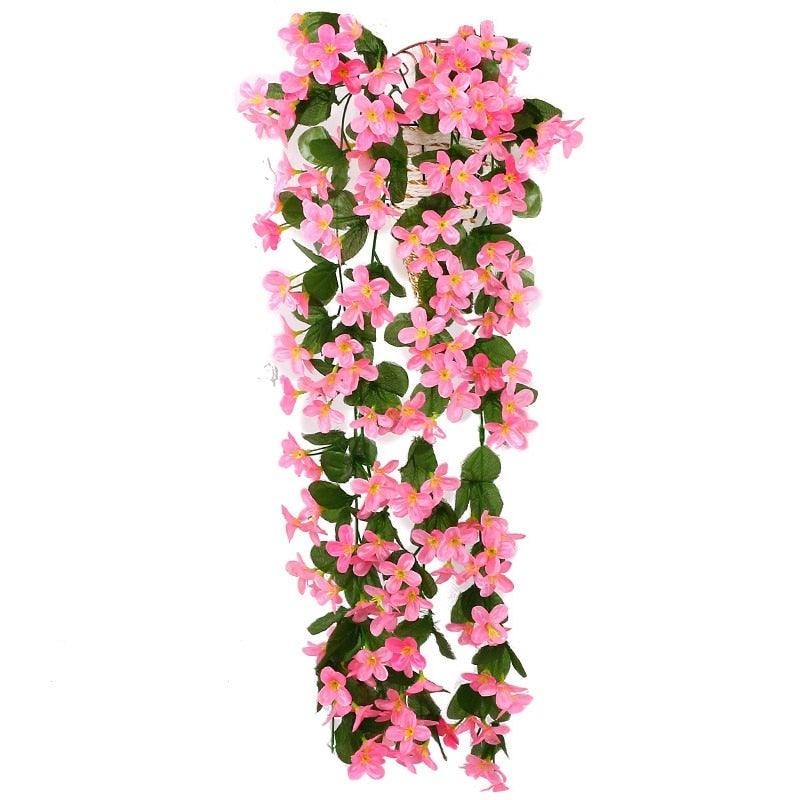 Artificial pink wisteria hanging garland with green leaves lifelike flower string decoration on Tampa Home & Garden Store