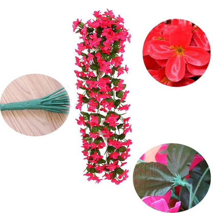 Stevvex artificial wisteria hanging garland with pink flowers and green leaves on Tampa Home & Garden Store