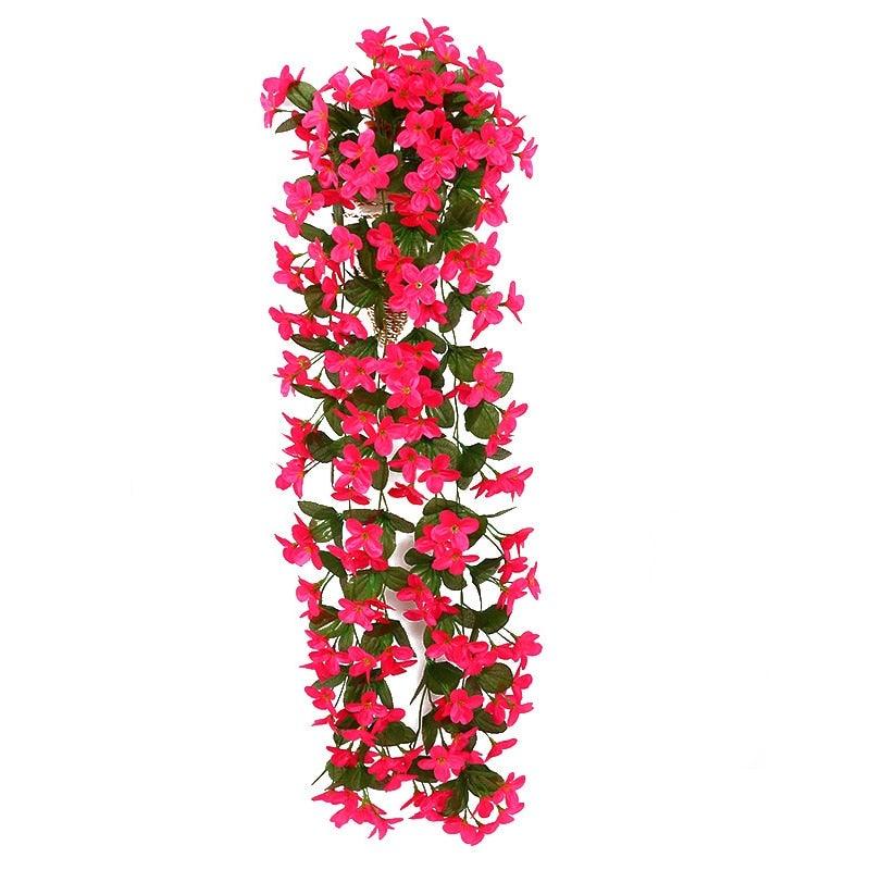 Artificial wisteria hanging garland with pink blossoms for wall or garden decor on Tampa Home & Garden Store