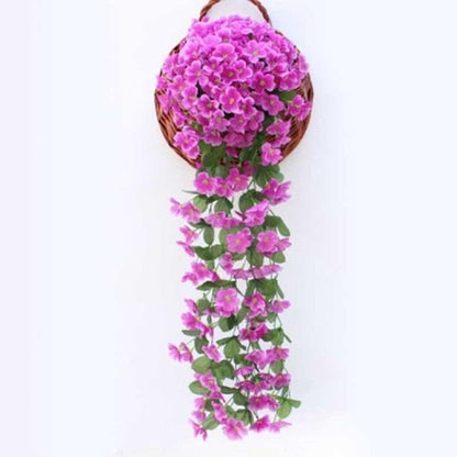 Artificial wisteria hanging basket with cascading pink flowers by Stevvex on Tampa Home & Garden Store