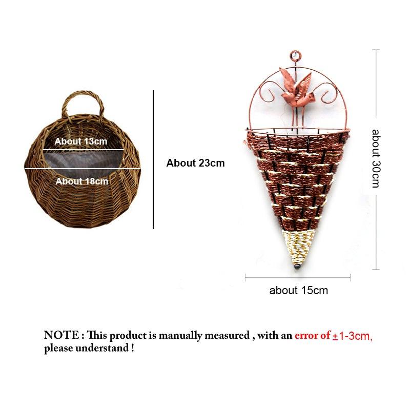 Artificial Wisteria Basket Wall Hanging display with two brown wicker baskets by Stevvex on Tampa Home & Garden Store
