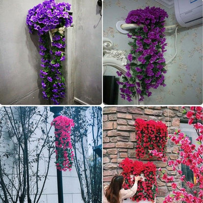 Artificial Wisteria Basket Wall Hanging Stevvex 4-color variants lifelike garland for home on Tampa Home & Garden Store