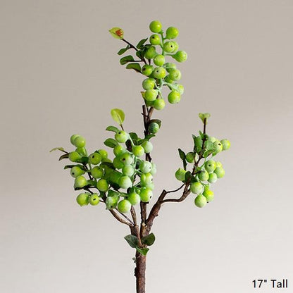 Artificial green berry stem RusticReach 17 in tall brown trunk on Tampa Home & Garden Store
