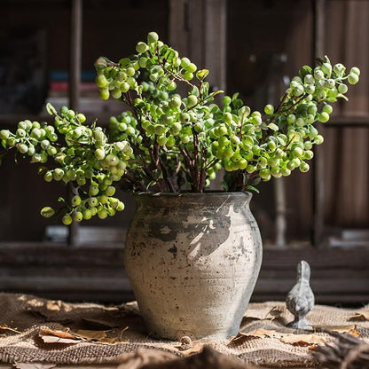 Artificial berry stem in green arranged in rustic ceramic vase, 17 tall RusticReach on Tampa Home & Garden Store