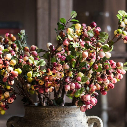 Artificial berry stem by RusticReach with yellow red berries and green leaves 17-inch tall on Tampa Home & Garden Store