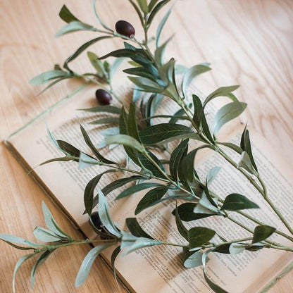 Artificial large olive stem 41in tall with dark green leaves and small olives, RusticReach on Tampa Home & Garden Store