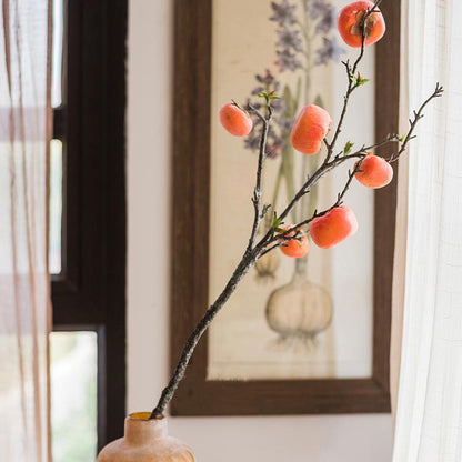 Artificial persimmon fruit stem by RusticReach, 43 in tall with orange fruit on twig in vase on Tampa Home & Garden Store
