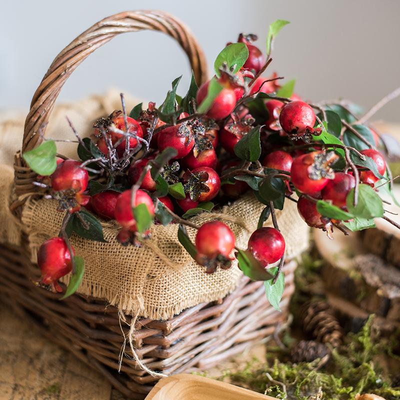 Artificial Pomegranate Bouquet 12in tall by RusticReach in burlap basket on Tampa Home & Garden Store