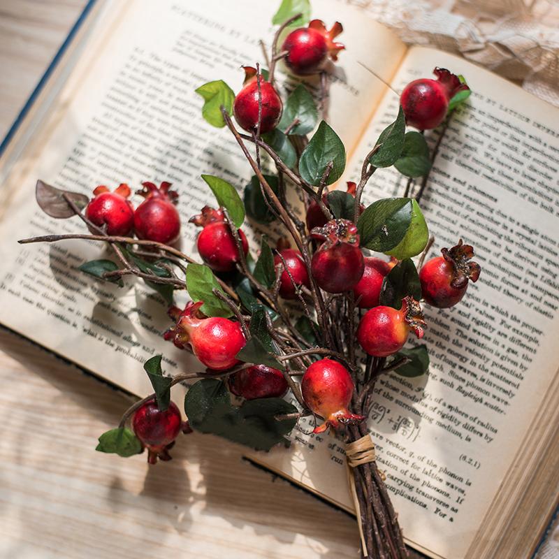 Artificial pomegranate fruit bouquet 12in tall with red berries by RusticReach on Tampa Home & Garden Store