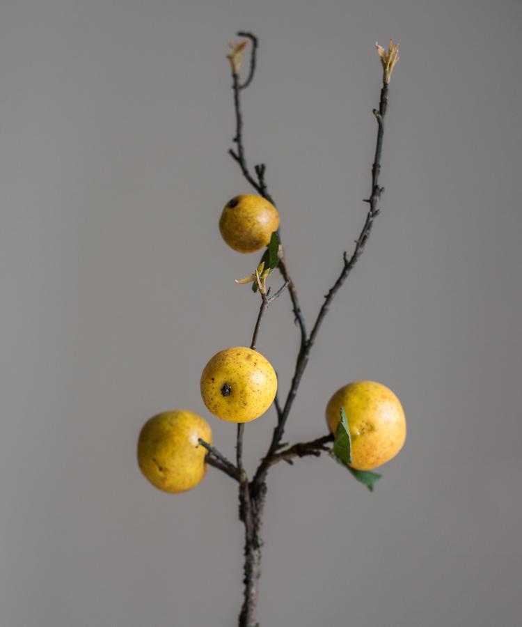 Artificial yellow fruit stem with 4 small apples, 27in tall RusticReach on Tampa Home & Garden Store