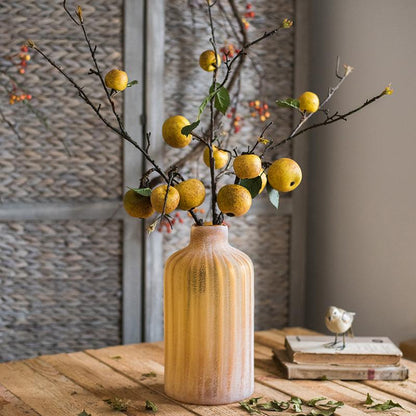 Artificial fruit stem with yellow fruit on branches in a ceramic vase RusticReach 27 in vase on Tampa Home & Garden Store