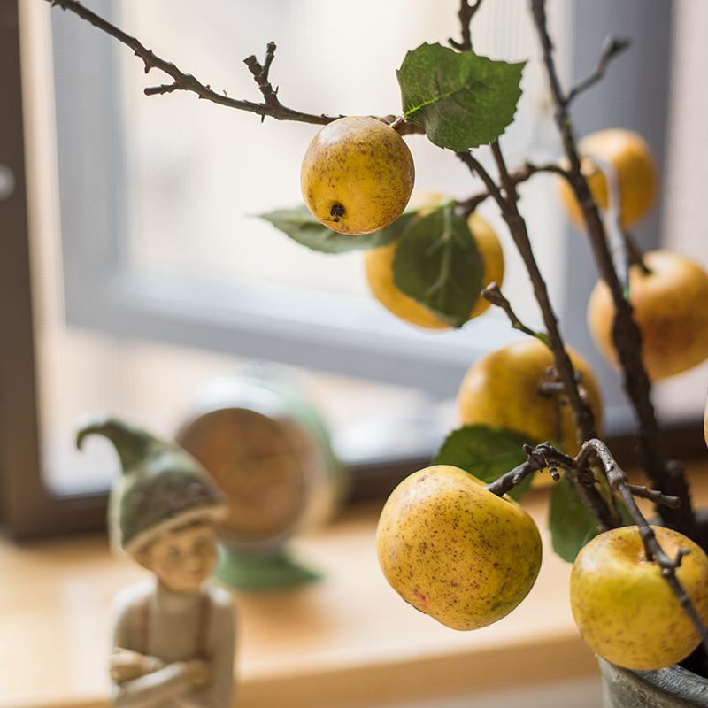 RusticReach artificial fruit stem with yellow apples and pears on a branch, 27-inch tall on Tampa Home & Garden Store