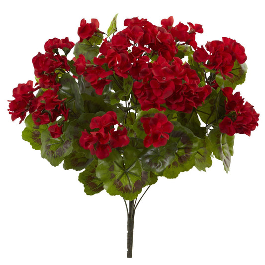 Artificial Geraniums Bush UV Resistant (Set of 3) - Tampa Home & Garden Store