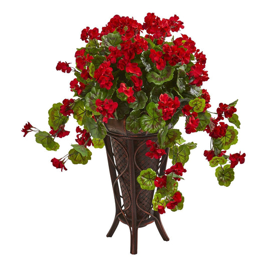 Geranium Artificial Plant in Stand Planter - Tampa Home & Garden Store