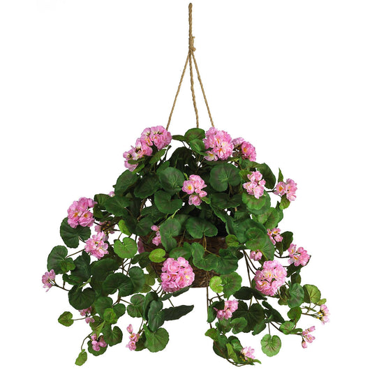 Geranium Hanging Basket Silk Plant - Tampa Home & Garden Store