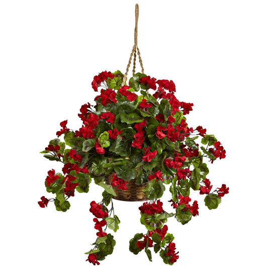 Artificial Geranium Hanging Basket UV Resistant (Indoor/Outdoor) - Tampa Home & Garden Store