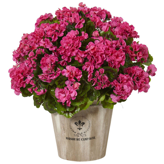 Geranium in Farmhouse Planter UV Resistant (Indoor/Outdoor) - Tampa Home & Garden Store