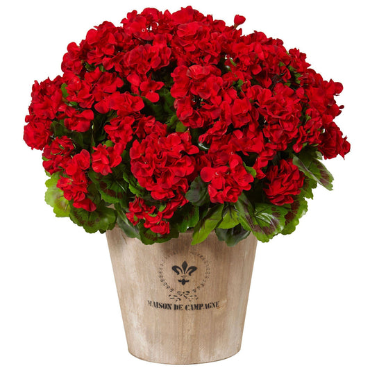 Geranium in Farmhouse Planter UV Resistant (Indoor/Outdoor) - Tampa Home & Garden Store