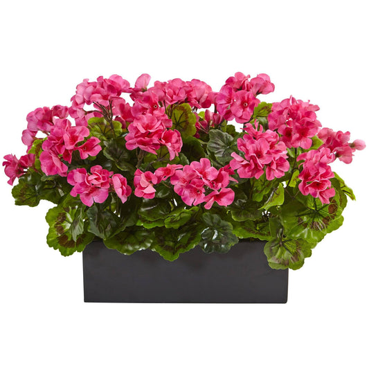 Artificial Geranium in Rectangular Planter UV Resistant (Indoor/Outdoor) - Tampa Home & Garden Store