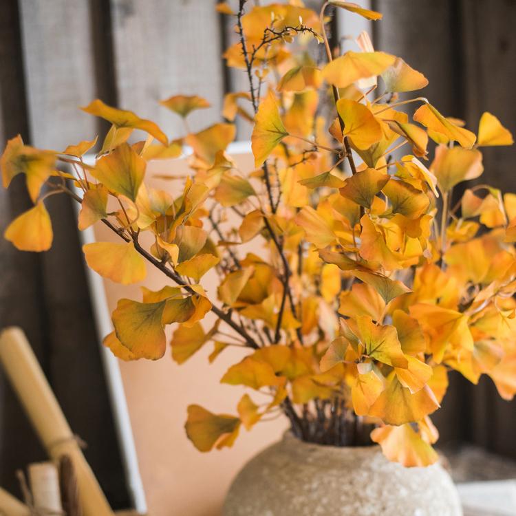 Artificial Ginkgo Stem in Yellow, 37-inch RusticReach faux plant in vase on Tampa Home & Garden Store
