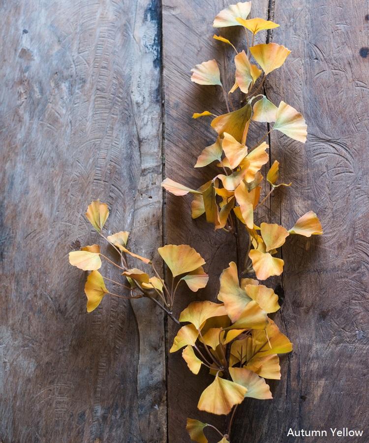 Artificial Ginkgo stem in yellow, 37 inches tall, RusticReach faux foliage on Tampa Home & Garden Store