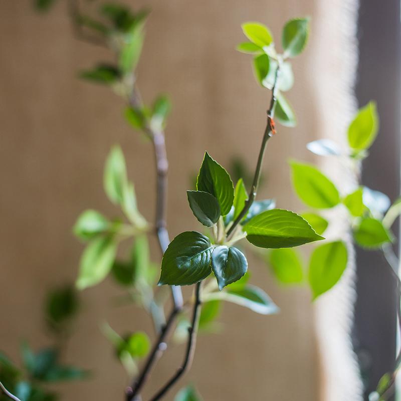 Artificial Green Leaf Faux Tree in Pot by RusticReach, green glossy leaves on brown stems on Tampa Home & Garden Store