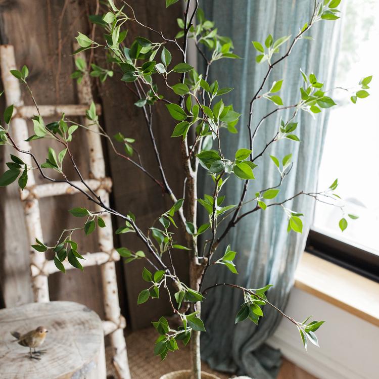 Artificial Green Leaf Faux Tree In Pot RusticReach, slender branches, bright green leaves on Tampa Home & Garden Store
