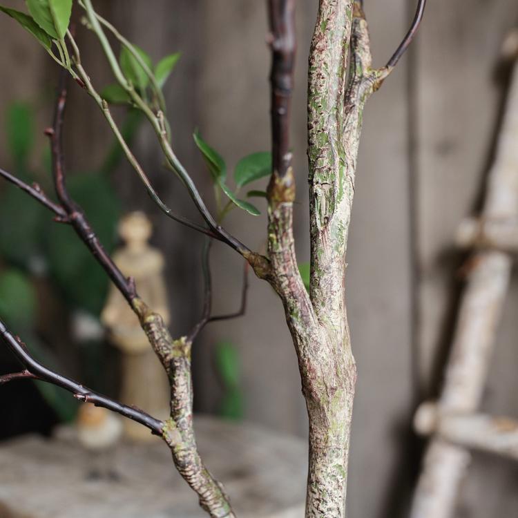 Artificial Green Leaf Faux Tree In Pot RusticReach with textured bark on Tampa Home & Garden Store