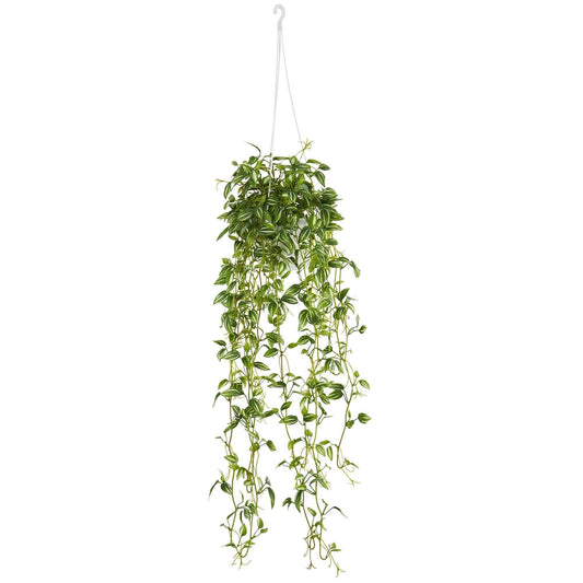 Green Variegated Wandering Jew Hanging Basket Artificial Plant - Tampa Home & Garden Store