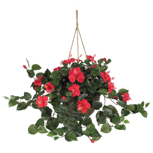 Artificial Hibiscus Hanging Basket - Tampa Home & Garden Store