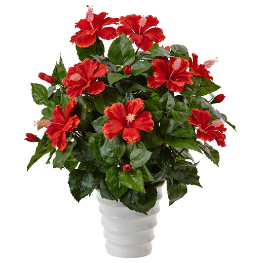 Hibiscus in Swirl Planter - Tampa Home & Garden Store