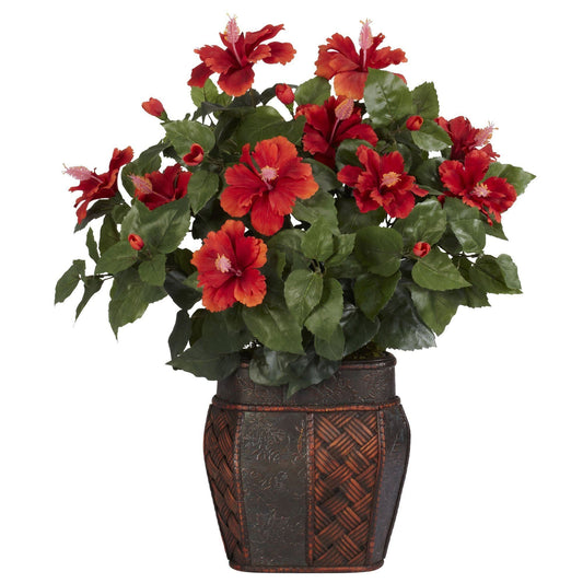 Hibiscus w/Vase Silk Plant - Tampa Home & Garden Store
