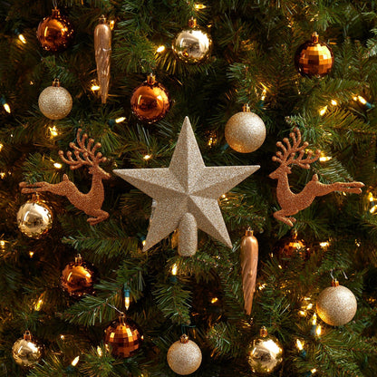 Ornament set 40-count Lux shatterproof gold/silver balls by Nearly Natural on a Christmas tree on Tampa Home & Garden Store