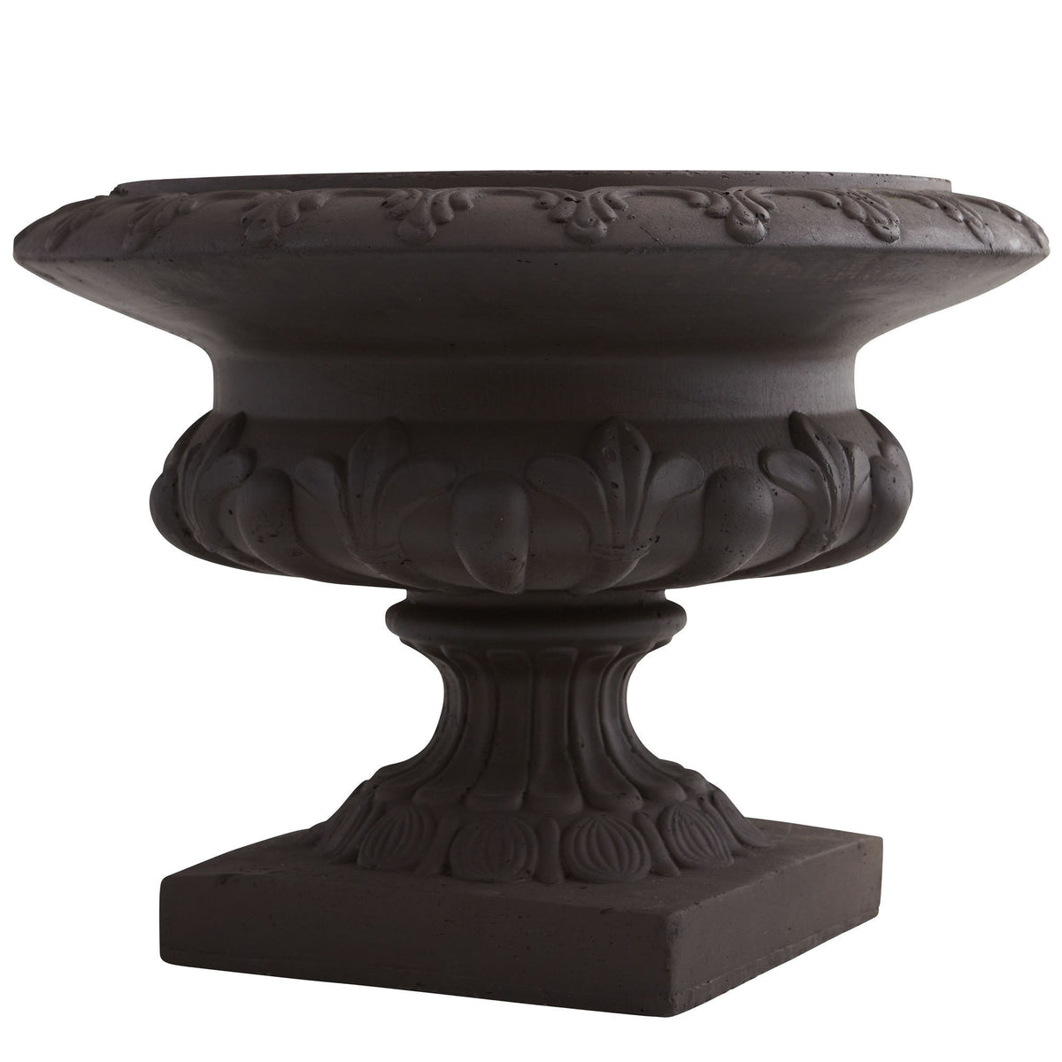 Iron finished decorative urn with leaf motif, dark bronze Nearly Natural indoor outdoor on Tampa Home & Garden Store