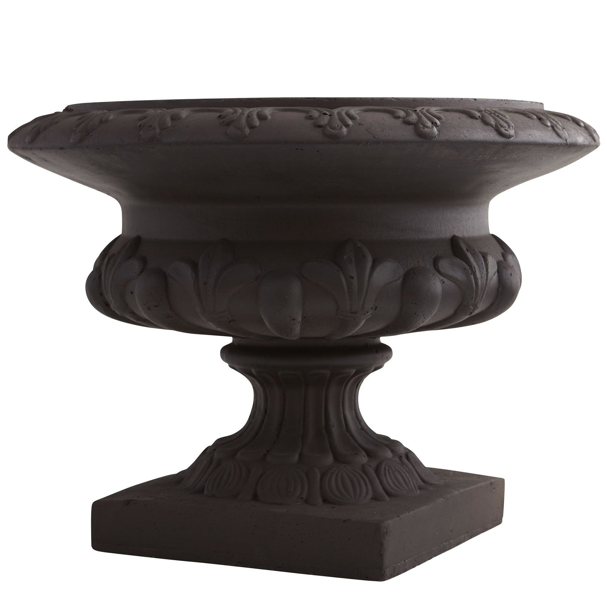 Iron finished decorative urn with leaf motif, dark bronze Nearly Natural indoor outdoor on Tampa Home & Garden Store