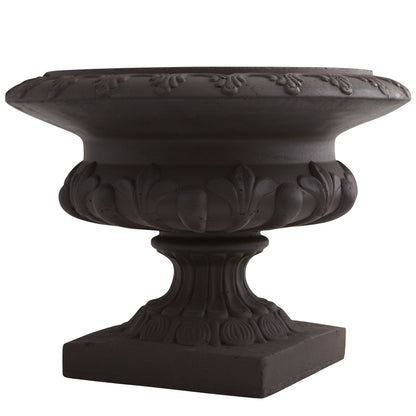 Iron finished decorative urn with leaf motif, dark bronze Nearly Natural indoor outdoor on Tampa Home & Garden Store