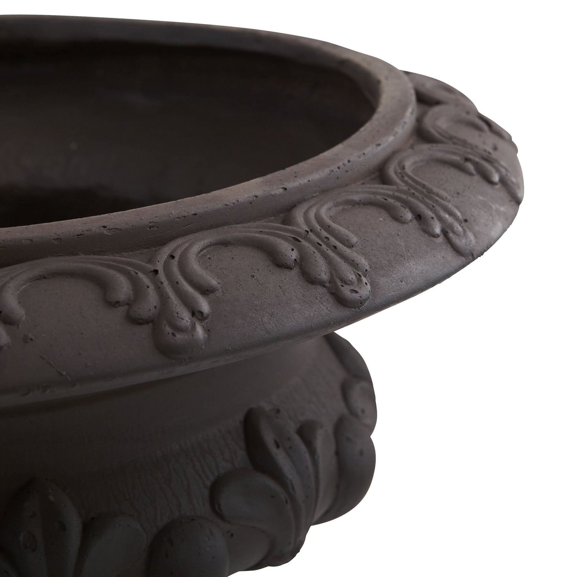 Iron finished decorative urn with ornate scroll pattern, Nearly Natural indoor/outdoor on Tampa Home & Garden Store