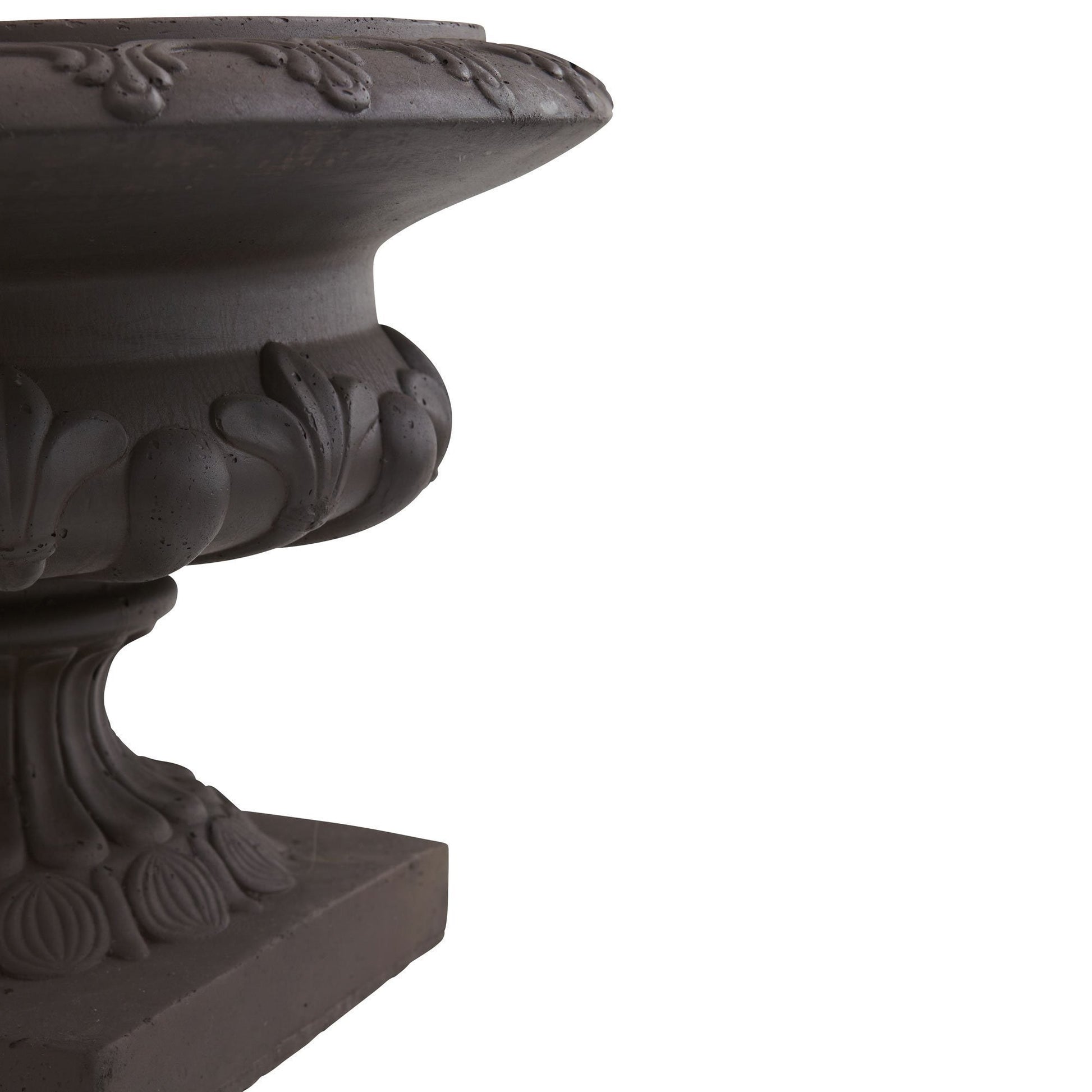 Iron Finished Decorative Urn, Nearly Natural, ornate leaf relief for indoor outdoor use on Tampa Home & Garden Store