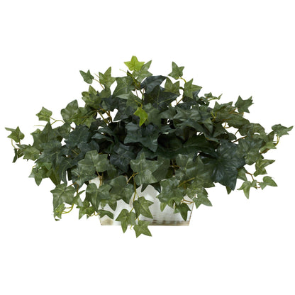 Ivy silk plant in whitewashed planter, artificial non-flowering plant by Nearly Natural on Tampa Home & Garden Store
