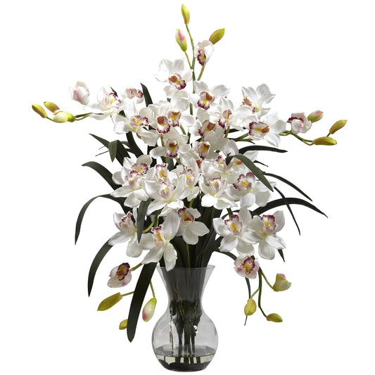 Grand Cymbidium avec composition florale en vase
