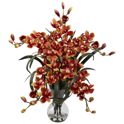 Grand Cymbidium avec composition florale en vase