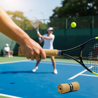 Tennis Racket Overgrip artificial leather wrap EstaliosFit, tan grip on handle with a spare roll on Tampa Home & Garden Store