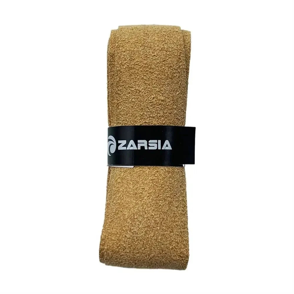 Tennis racket overgrip artificial leather wrap in tan with ZAARSIA band on Tampa Home & Garden Store