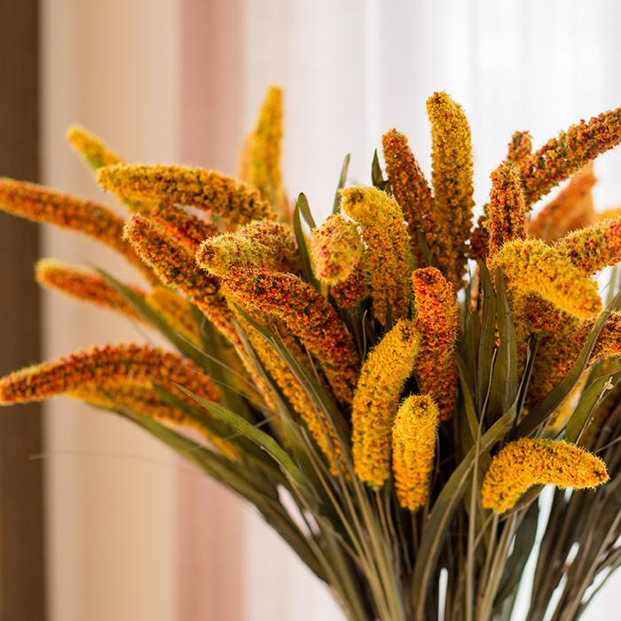 Artificial millet stems 37in tall RusticReach yellow-orange foxtail bouquet on Tampa Home & Garden Store